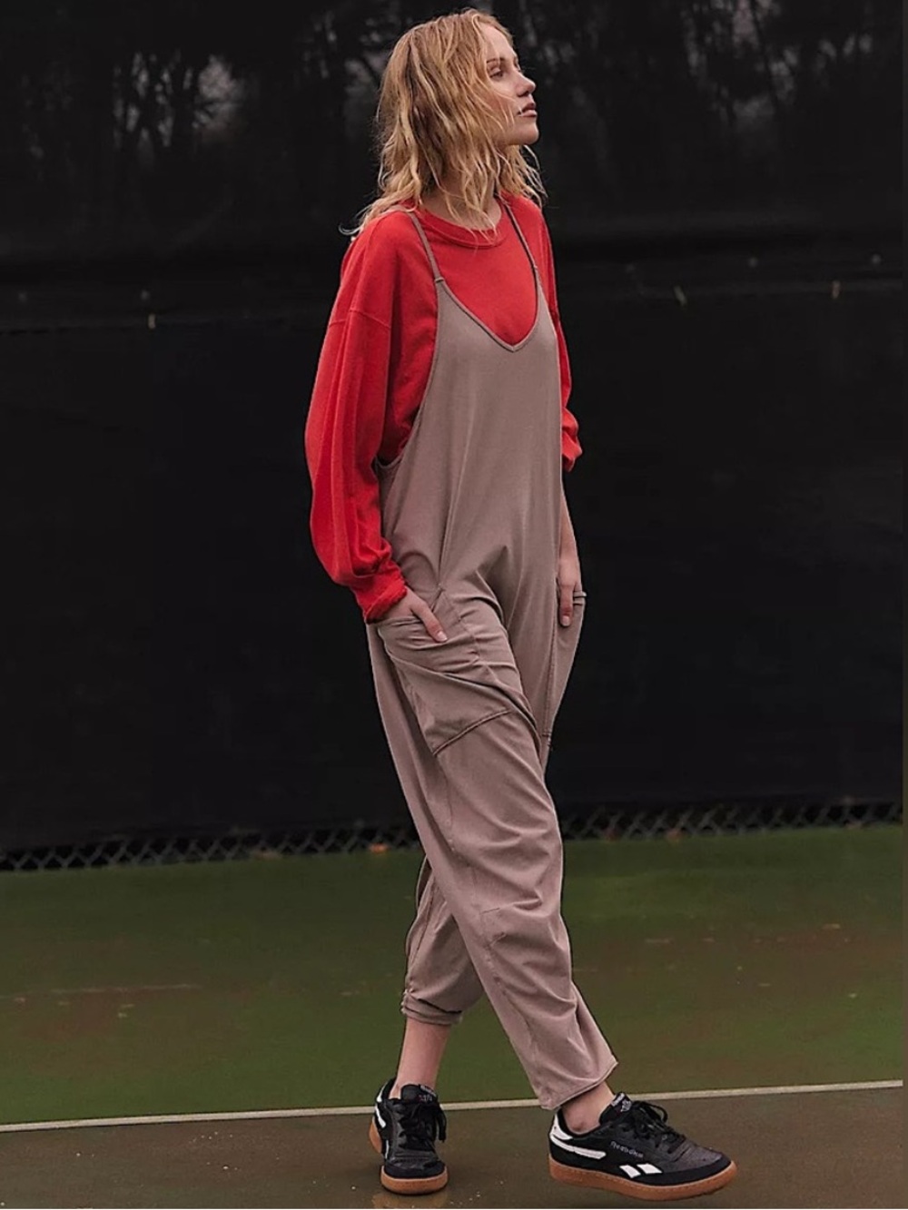 Free People FP Movement Hot Shot Onesie Pumice Size Small NWT New